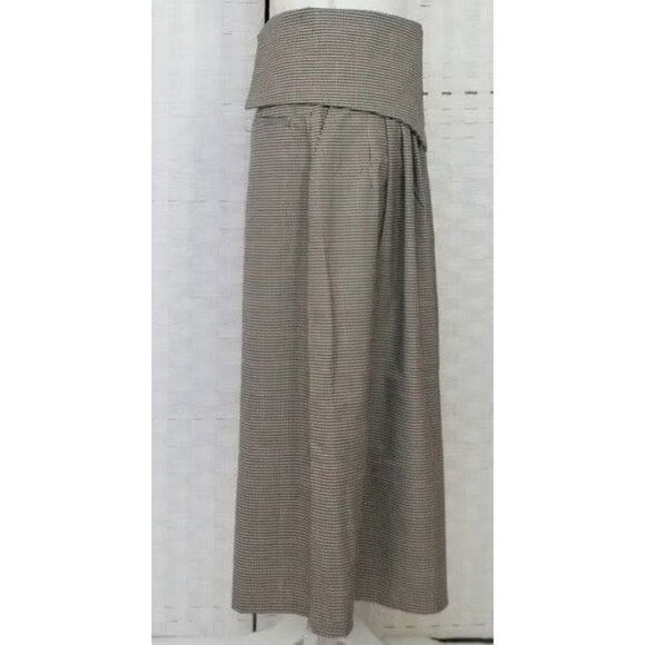 ZARA Woman Sz M Plaid Culottes Skirt Pants Midi Wide Leg High Waist Houndstooth - Picture 5 of 6